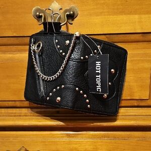 Hot Topic Black Studded Wallet with Chain